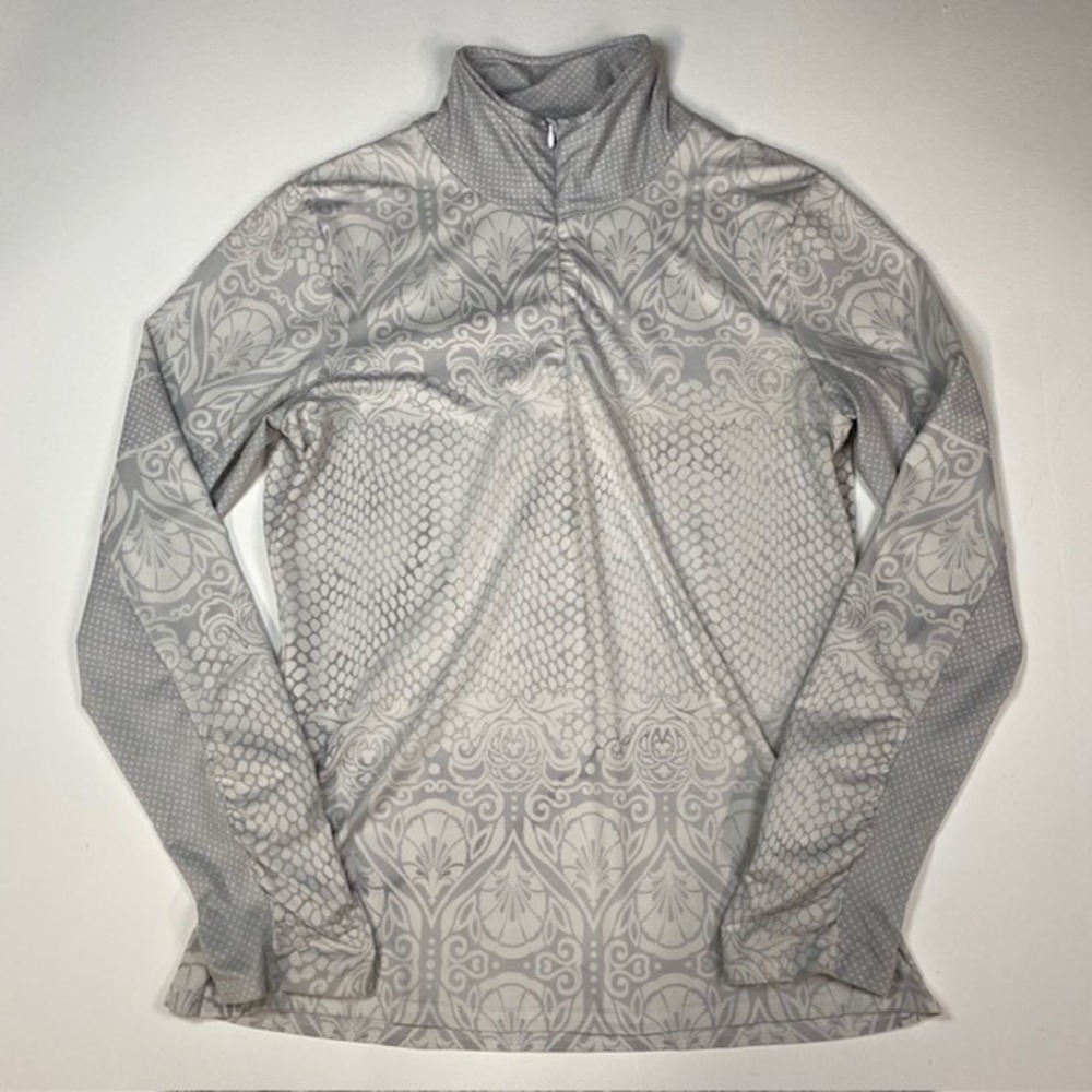 Prana‎ Gray Print Long Sleeve Activewear Half Zip Pullover Top Large